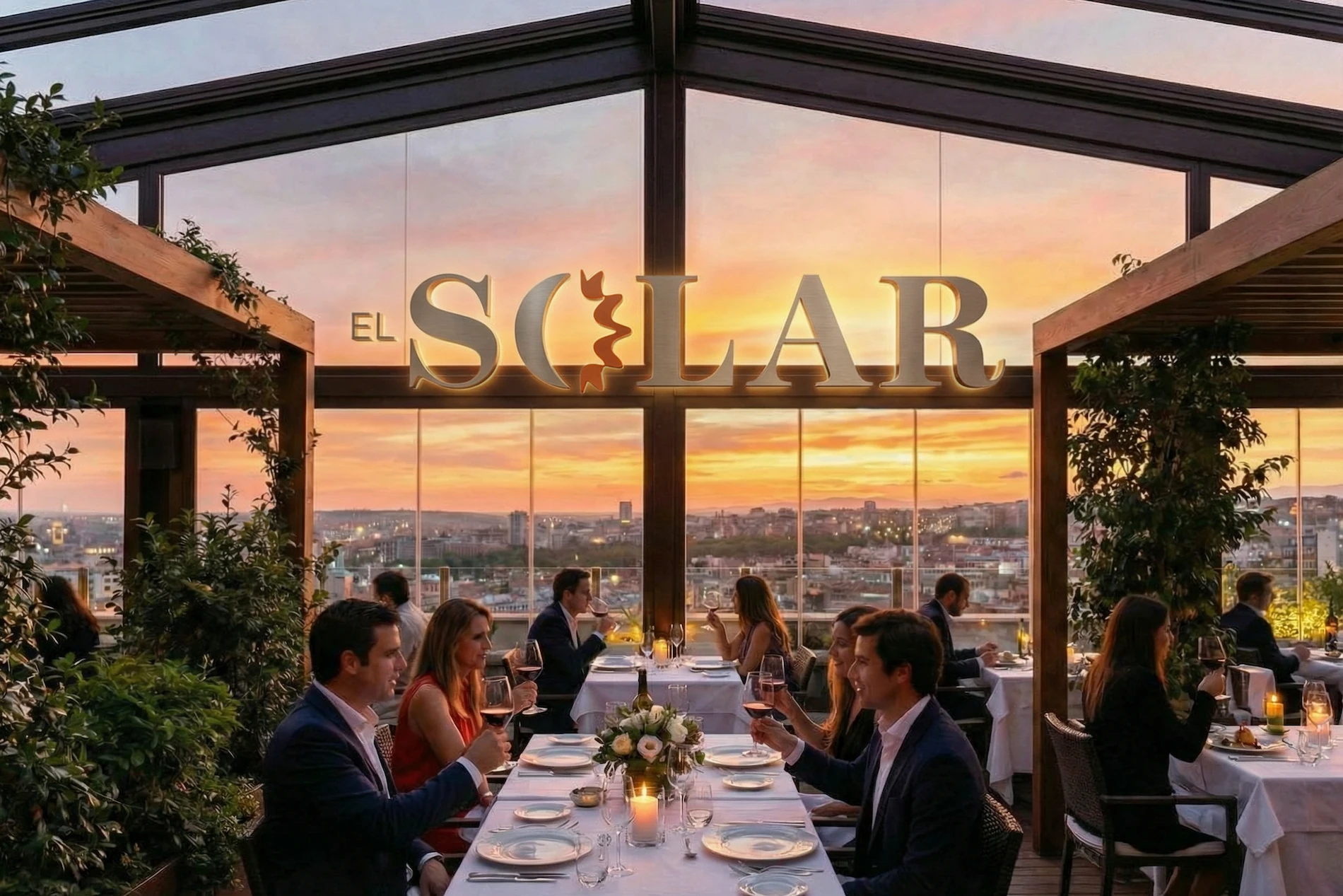 El Solar Restaurant - Elegant Premium Dining Branding with Sunset Lighting