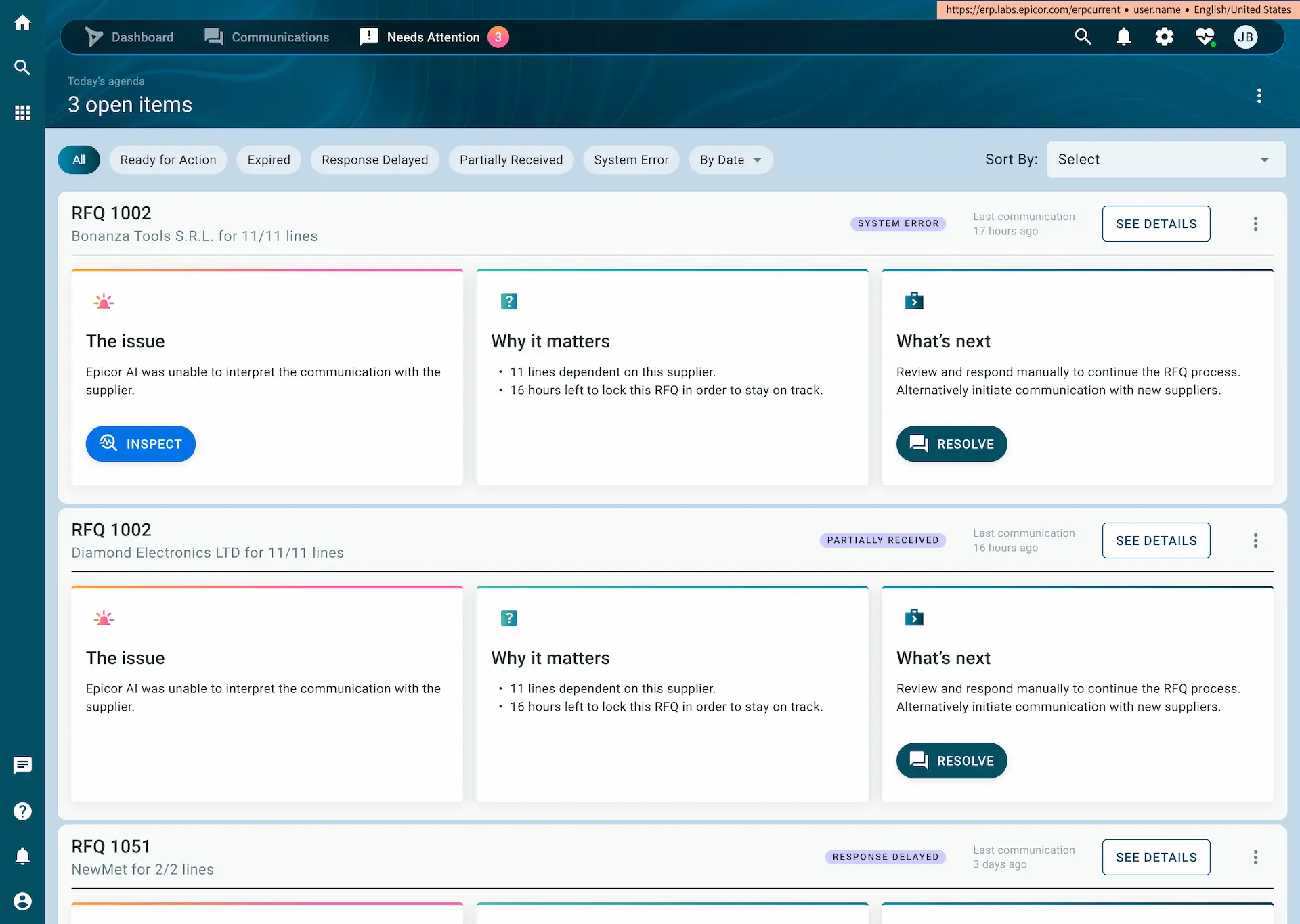 Epicor Prism AI - Needs Attention Alerts